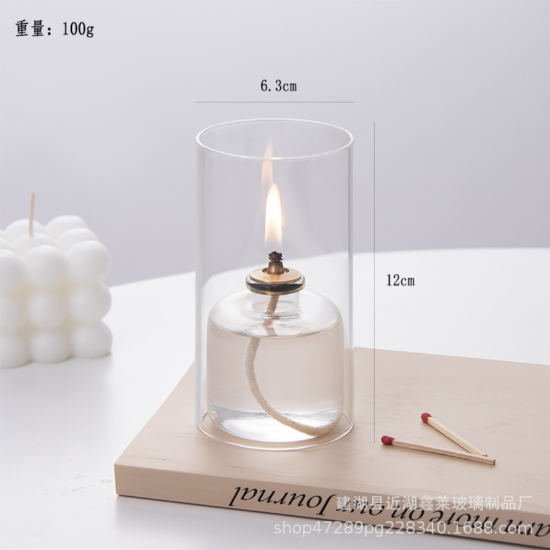 Lámpara de aceite al aire libre pequeña escena de lámpara de aceite atmósfera de alta lámpara de alquitrán de vidrio de silicio con cubierta de viento se puede reabastecer con lámpara de Buda