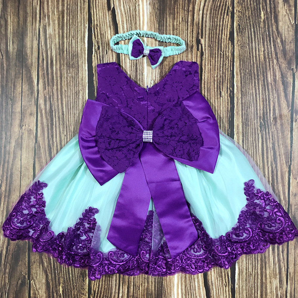 Princess Solid Color Bow Knot Polyester Girls Dresses display picture 3