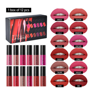 �羳LAMUSELAND Matte Lipgloss12ɫ���ʴ������b���ⲻ��ճ��
