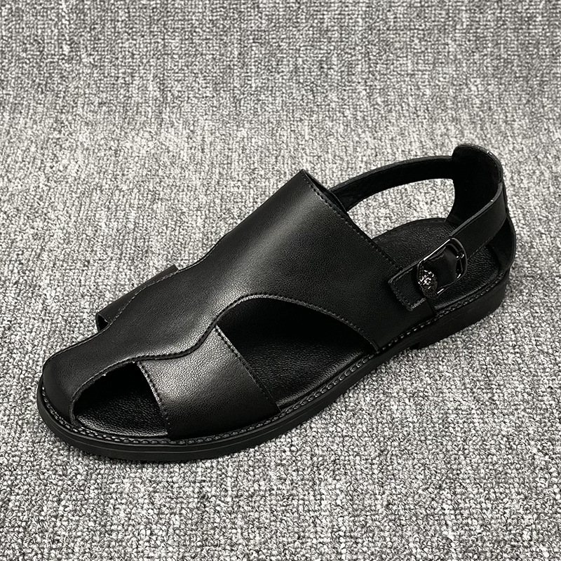 Cross-Border Large Size 47 48 Supply Sandals Men's Genuine Leather 2025 New Casual Beach Shoes Outer Wear Roman Sandals