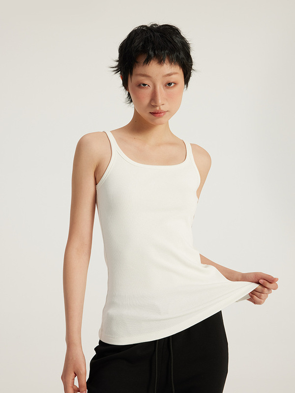 JIE ZHAN WOMEN'S | 高弾性糸スクエアカラーベスト 25 春夏カジュアルスポーツ痩身多用途サスペンダーボトリングシャツ女性用|undefined