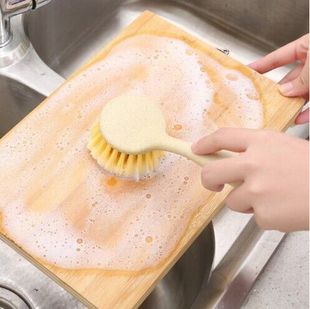 Kitchen Cleaning Dishwashing Brush Hanging Long Handle Pan Washing Brush Stove Cleaning Brush Wheat Straw Dishwashing Brush