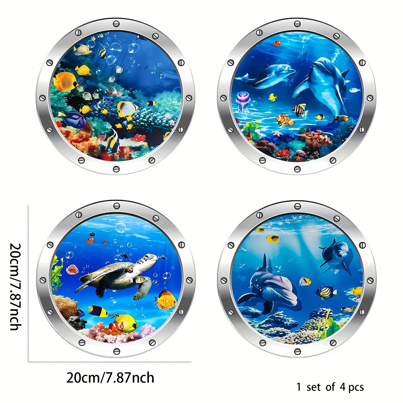 3d havsvärld delfin & säl väggklistermärke för badrum_voghion.com