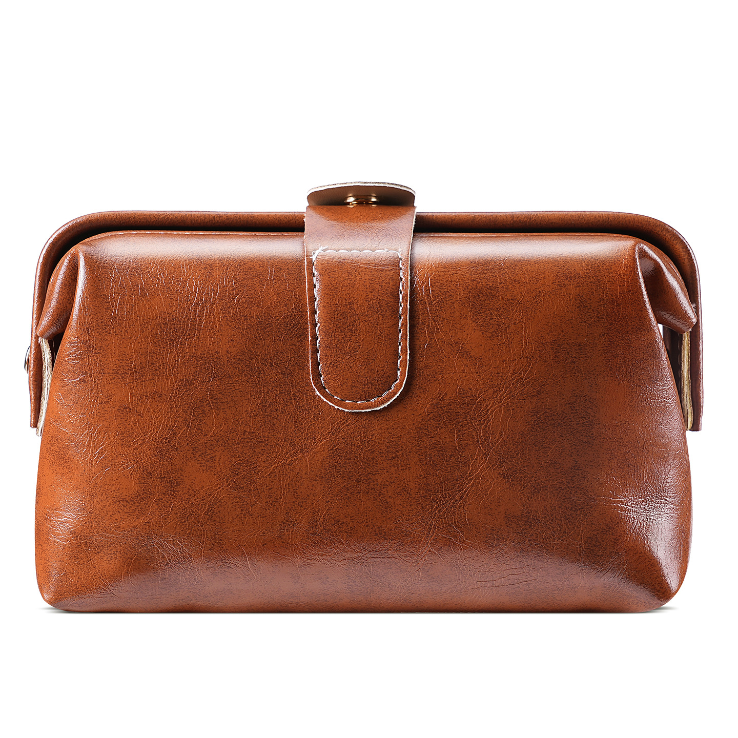 Bolsa de abrazadera de gran capacidad de salida, bolsa de maquillaje ligera de lujo, almacenamiento de cuero suave, bolsa de maquillaje impermeable de viaje de negocios