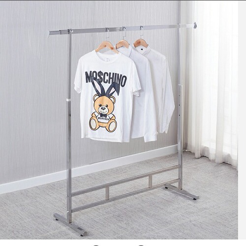 Folding display stand for clothing store, electroplated stainless steel, floor-mounted, extendable and movable clothing rack