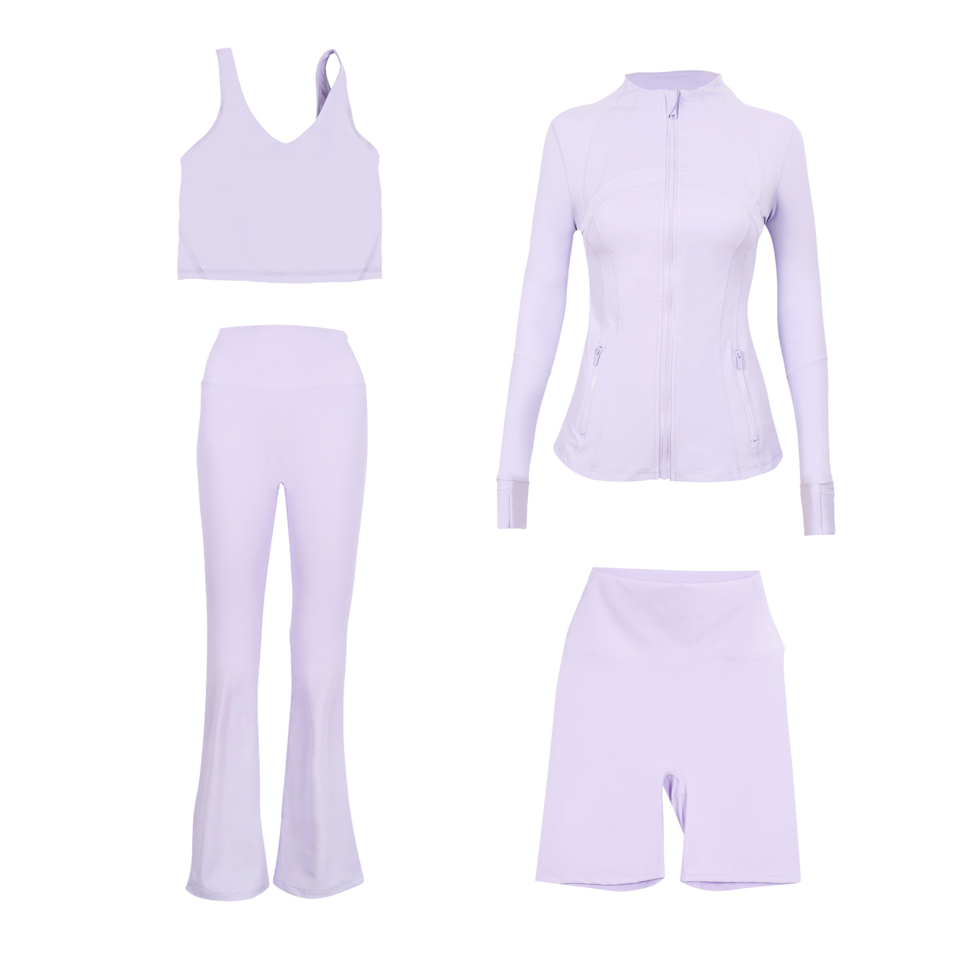 Dames sportkleding set slim fit u-hals top en flared broek_voghion.com