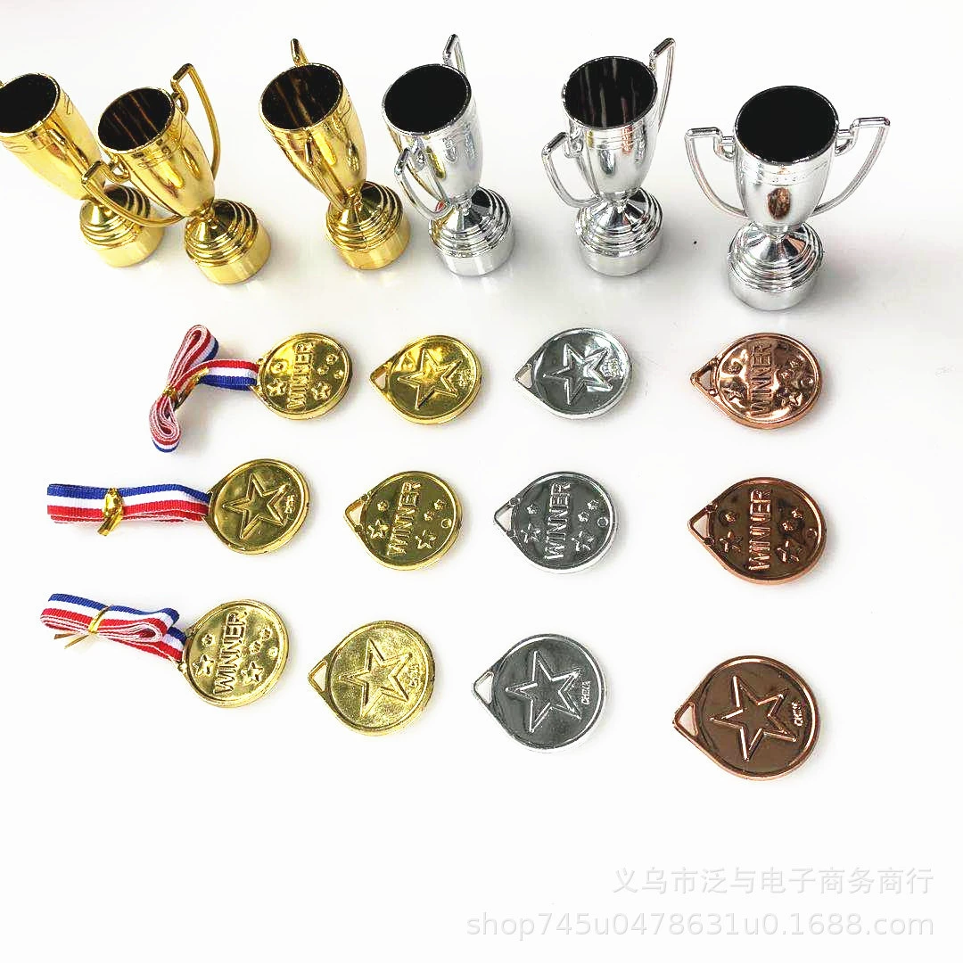 PP материал золотая медаль серебряная медаль бронзовая медаль золотой кубок серебряный кубок детская игрушечная медаль трофей заинтересованность в воспитании детских наград