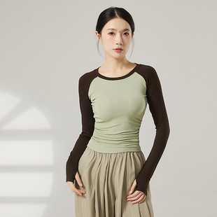 Modern Dance Practice Clothes, Autumn and Winter Raglan Long-Sleeved Yoga Tops, Daily Wearable Body Training Clothes for Women