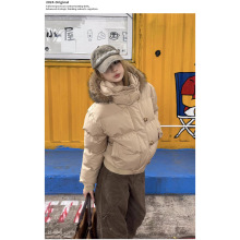 大毛领连帽羽绒棉服女冬季2025新款设计感小个子加厚保暖棉衣外套