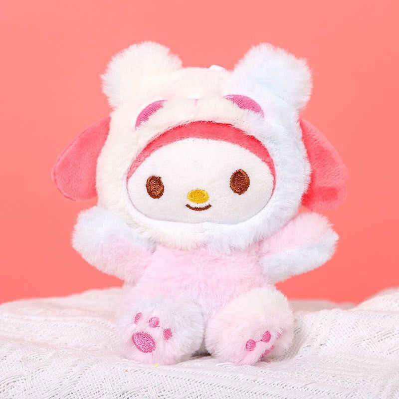 Lindo sanrio floral de peluche pequeño colgante de dibujos animados coolomi llavero de cuatro pulgadas máquina de agarre muñeca al por mayor