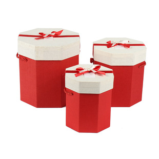 Christmas apple packing box hexagonal Christmas Eve safe fruit box portable rope biscuit nougat gift decorative box
