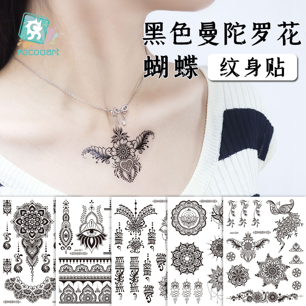 Amazon transfronterizo chino solo tatuaje negro pegatinas personalizado cara pegatinas brazo pegatinas de alto grado clavícula pegatinas tatuaje