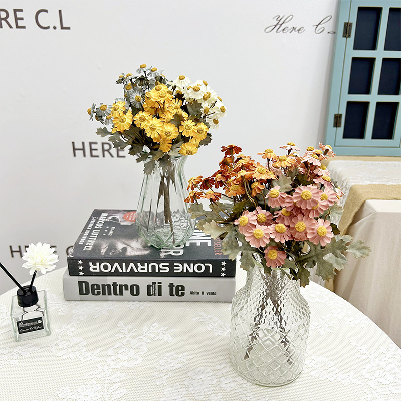 秋のデイジーシミュレーションブーケ造花シルクフラワーカモミール寝室のテーブル造花装飾装飾品造花|undefined
