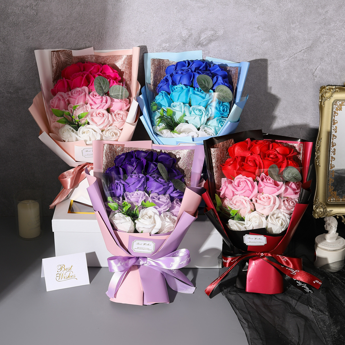 Unisex soap flower 18 rose soap bouquet gift box Valentine's Day Christmas gift birthday gift simulation flower_voghion.com