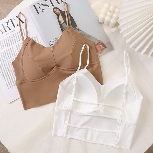 Seamless underwear, women's ice silk sexy latex back underwear, no wire bra, wholesale push-up tube top bra