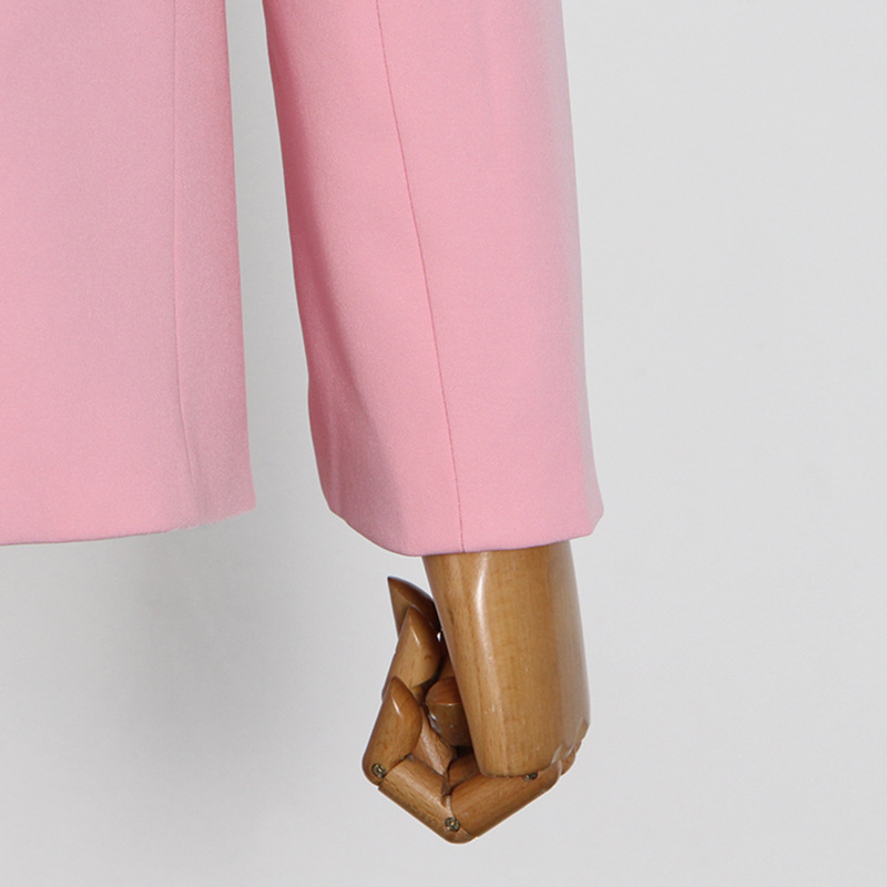 2021 Autumn and Winter New Blouse and Pants Pink Simple Lace Suit High Waist Narrow Bottom of a Trouser Leg Trousers in Pant Sets