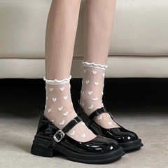 Spring and summer fungus love lace glass silk mid-tube socks for women Japanese Lolita ultra-thin jk all-match pile socks