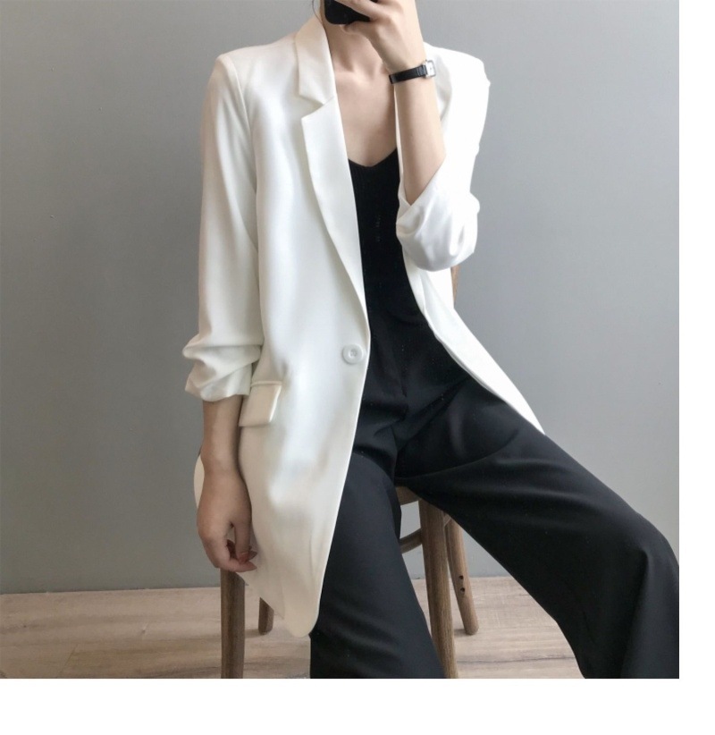 Weißer Chiffon Blazer Für Damen Leichter Sommermantel Locker_voghion.com