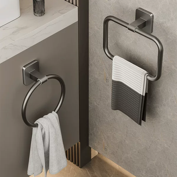 Bathroom non-perforated wall-mounted towel storage rack strong self-adhesive creative towel ring toilet towel storage rack