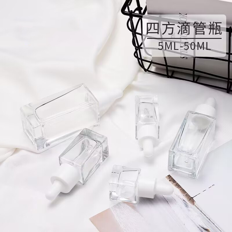 現品5ml 10ml角型透明エッセンスボトル化粧品分注瓶角型スポイトガラス精油分注瓶|undefined