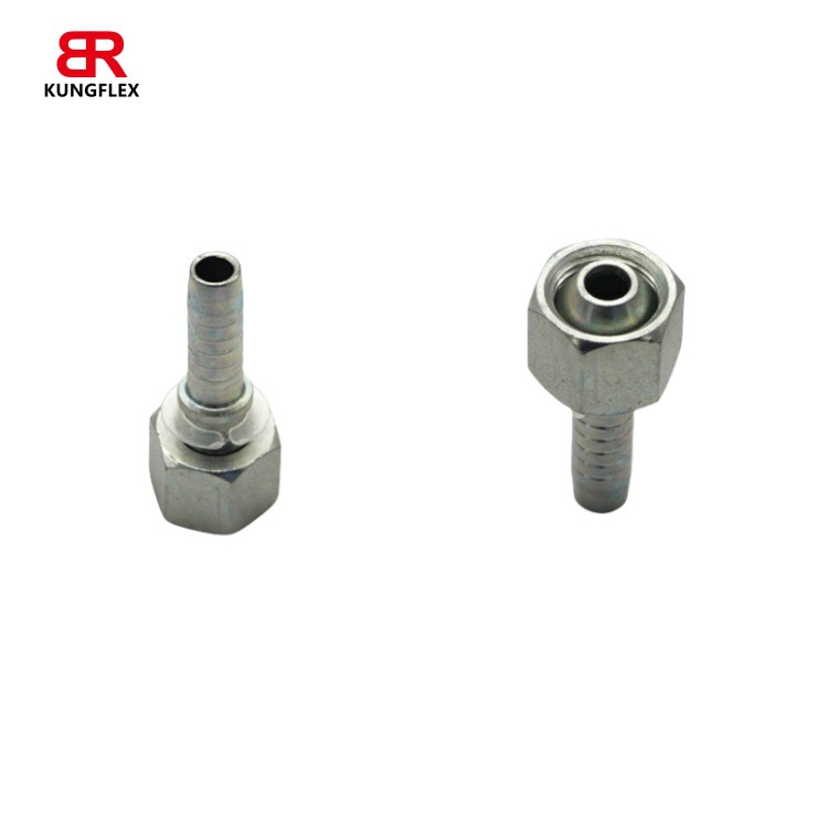 KUNGFLEX 20611-18-06Z公制60度球头液压软管接头 碳钢扣压式接头