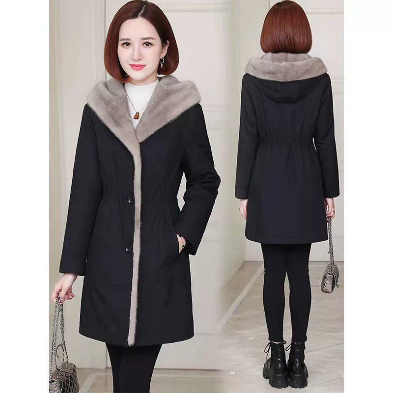 Winter down jacket, long liner, city style