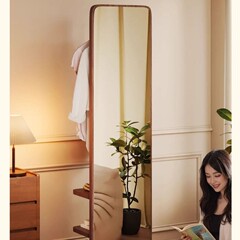 【24時間出荷】全身鏡床置き鏡家庭用フードフレーム一体着鏡回転移動女子