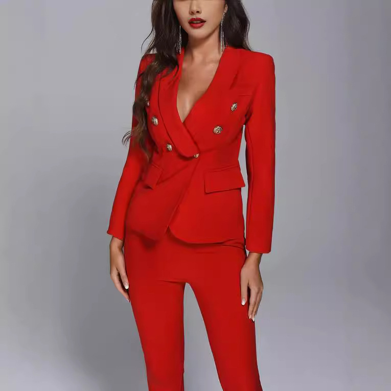 GraceChic Double-Breasted High-End Casual Slim Fit Suit Pants Export Women's Factory Direct Wholesale Hot-Selling Fashion European_voghion.com