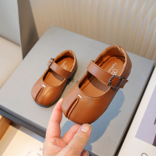 Children's Shoes 2024 Spring New Women's and Children's Leather Shoes Korean Style Square Mouth Soft Leather Solid Color Single Shoes for Girls Children's Small Leather Shoes