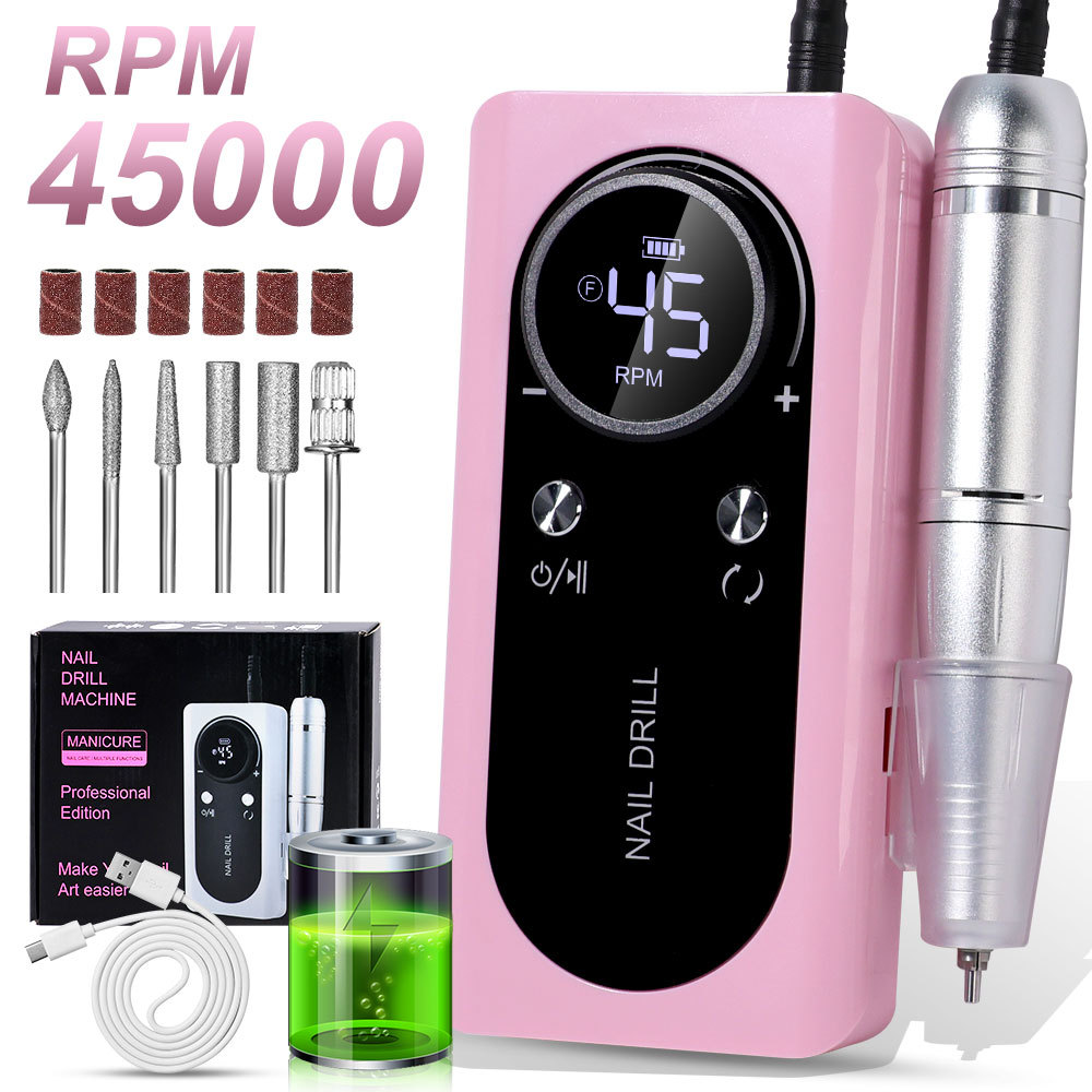 Transfronterizo nuevo amolador de uñas profesional 45000 rpm recargable amolador de uñas eléctrico portátil V2