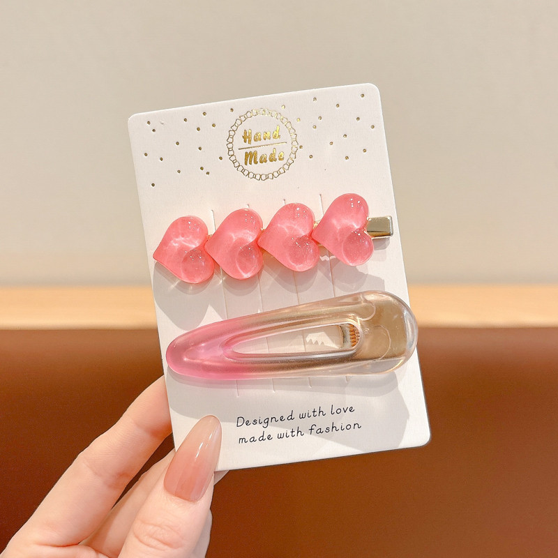 Coreano de color cremoso dulce corazón de la niña BB clips lindos multifacéticos para niños cabello de pelo mar roto clips de cabello tocado clips laterales