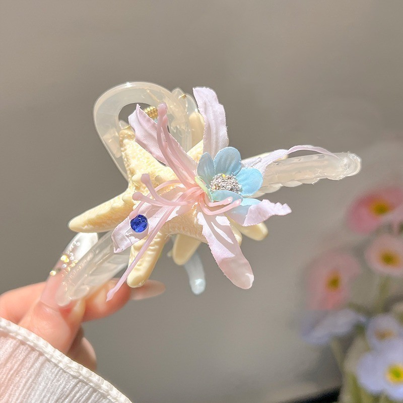 夏季百搭花朵发夹女高级感海边拍照氛围感神器发卡侧边夹发饰头饰|undefined