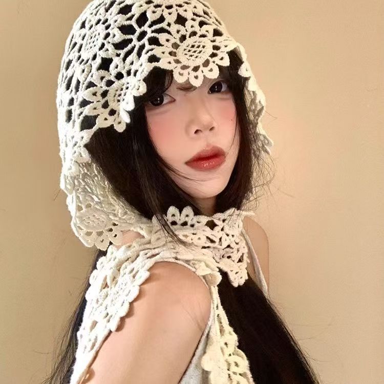 新しい綿のファッショナブルな女性の四季中空多目的ショール帽子旅行チェックイン写真アーティファクトパーソナライズされた帽子|undefined