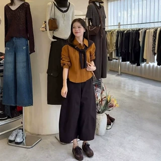 韩系配披肩衬衫两件套女2026秋季新款时尚宽松洋气减龄长袖上衣