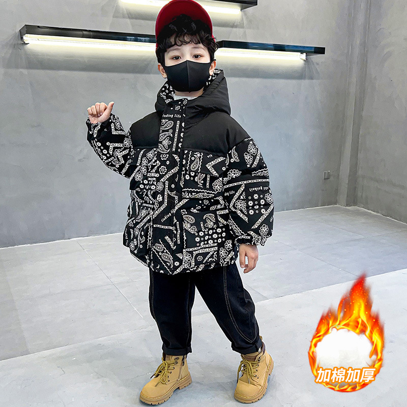 男童反光连帽棉衣外套冬季新款羽绒棉服宝宝面包服厚棉袄保暖炸街