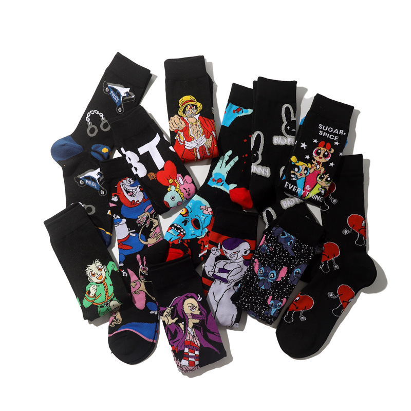 Men's Wholesale Trendy Socks Female Animation Cartoon Cotton Socks Comic Male Medium Tube Pirate Socks-5PRS 24 O1CN01LQOgxH1TrjeDWPF6O !!1004802436 0 cib
