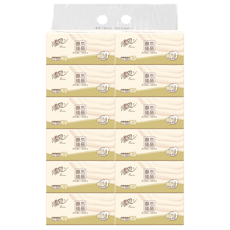 Qingfeng Tissue Paper, Pure Wood Pulp, 4-Ply, 80 Sheets, 12 Packs/Pack, Napkins, Hand Towels, Toilet Paper, Wholesale and Dropshipping