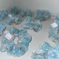 金魚の大腸の髪輪の小さい清は新しく団子の頭のゴムの筋の海の青いネットの糸の頭の縄の甘い髪飾りのアクセサリーを刺します。