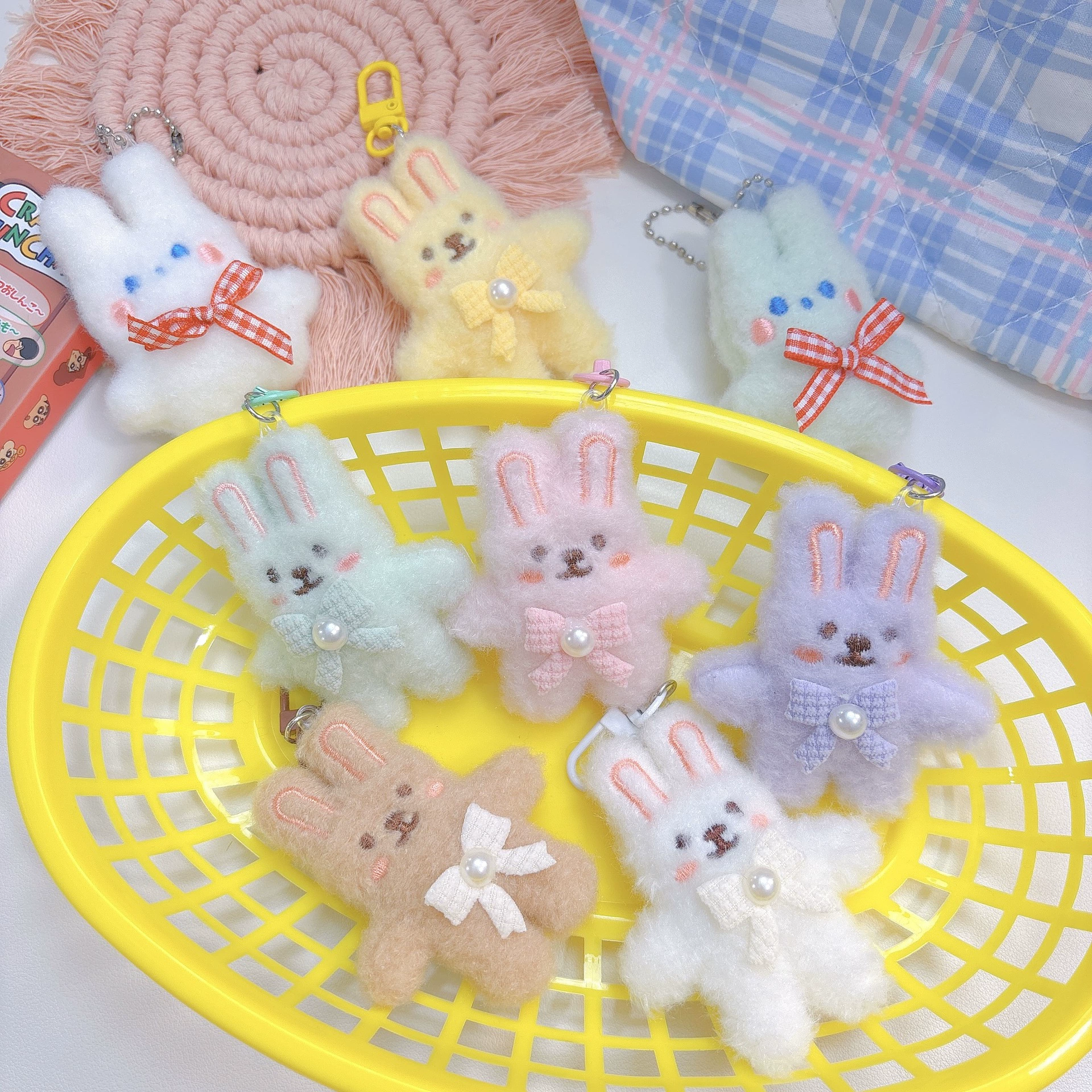 Милые плюшевые кроличьи куклы броши мультфильм маленькие животные куклы брелок подвеска diy аксессуары для волос с заколками