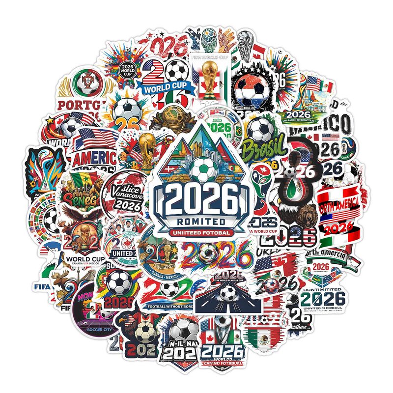 50 Pieces of 2026 World Cup Stickers for Football National Teams, DIY Decoration for Journals and Suitcases, Waterproof Stickers Wholesale 50 Pieces of 2026 World Cup Stickers for Football National Teams, DIY Decoration for Journals and Suitcases, Waterproof Stickers Wholesale