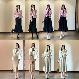 十三行秋冬装新款韩版粗花呢小香风外套品牌折扣女装撤柜批发货源