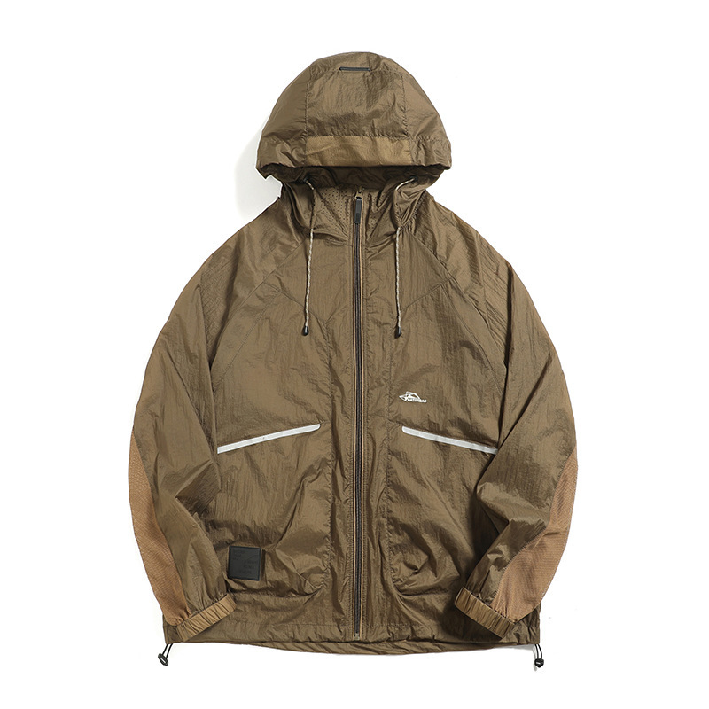 UPF50 + ropa de protección solar anti-UV para hombres al aire libre hielo sombrilla ropa de pesca abrigo abrigo de piel gris grueso superior