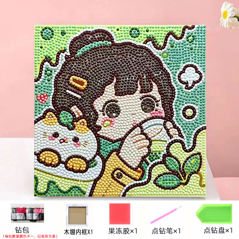 Envío gratis 20 * 20diy pintura de mampostería pintura de diamantes dibujos animados para niños anime pintura decorativa hecha a mano Kuromi con marco