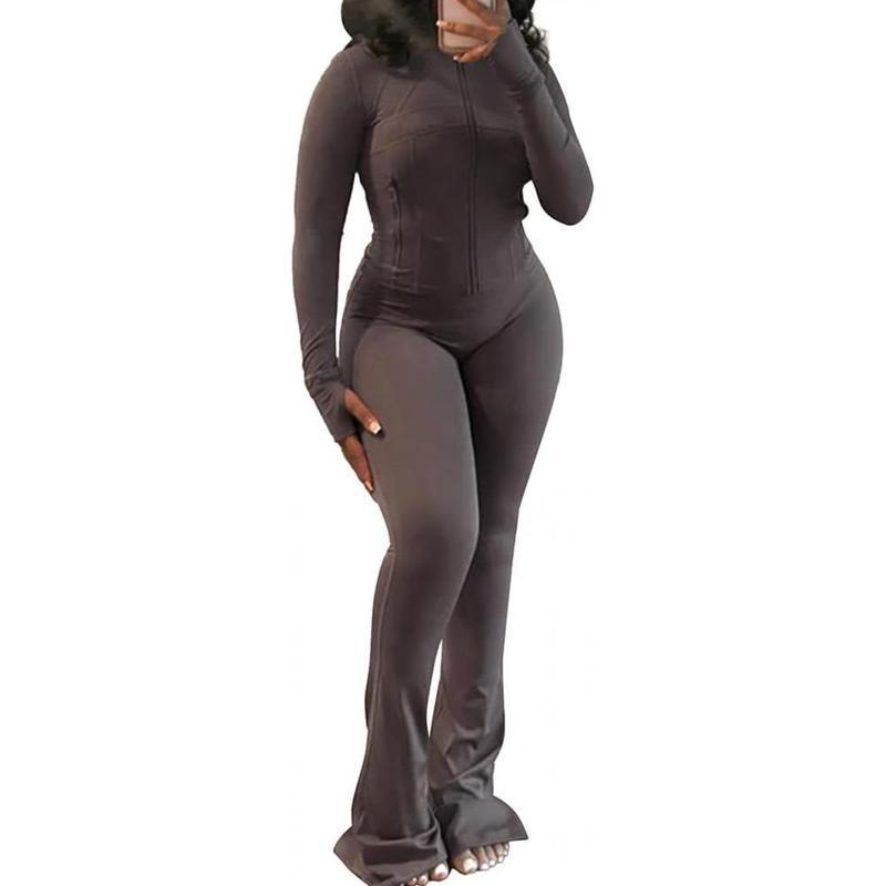 B 882026新款跨境代发女式两件套拉链休闲夹克和喇叭裤|ms