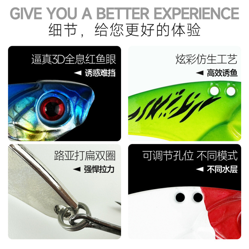 Luya cebo falso para comentar vib Luya cebo metal sequinilla vibración capa de natación completa boca levantada pescado cascabel Luya cebo