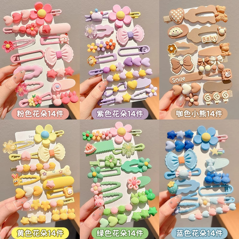 children‘s hairpin dopamine color fringe hairpin side clip side broken hairpin baby girl headdress duckbill clip