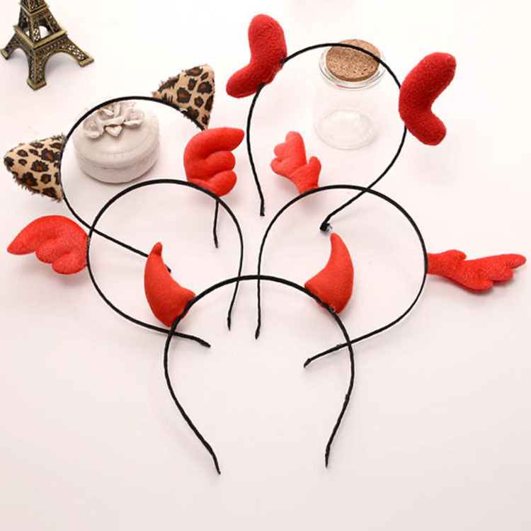 Hairdressing Devil ox horn Antlers Angel wings Orecchiette Head buckle Christmas Halloween Dance party perform Headdress