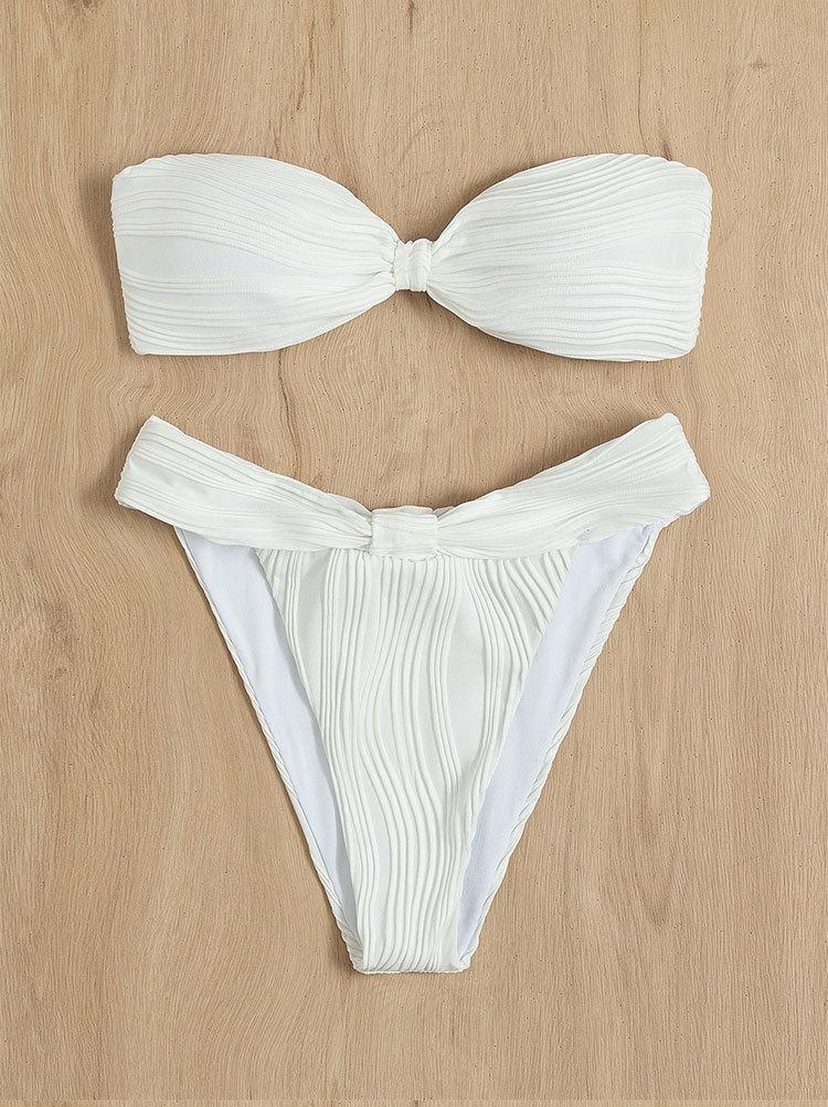 Maillot de bain Triangle taille haute, soutien-gorge de couleur unie, dos ouvert, fendu, ensemble deux pièces pour femmes, nouvelle collection 2024_voghion.com