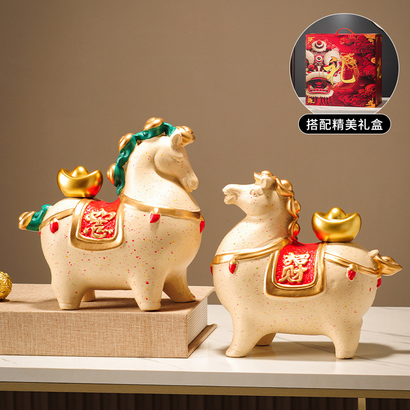 新しい中国風の富と馬の装飾品、リビングルーム、玄関、オフィス、ライトラグジュアリー、ハイエンドの装飾、新しい家の引っ越しギフト|undefined