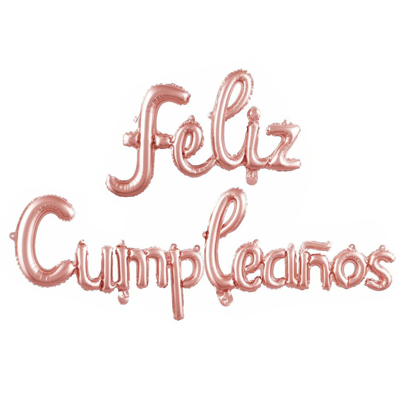 Set de globos con letras “FELIZ CUMPLEAÑOS” – 16 pulgadas, color dorado o rosa